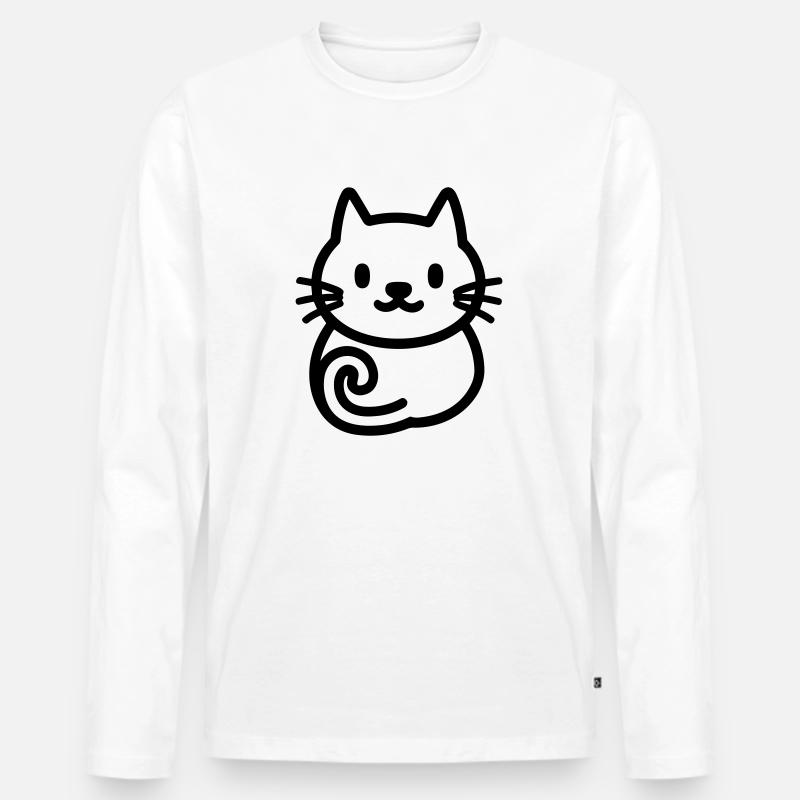 Katze - Männer Premium Bio Langarmshirt - Weiß
