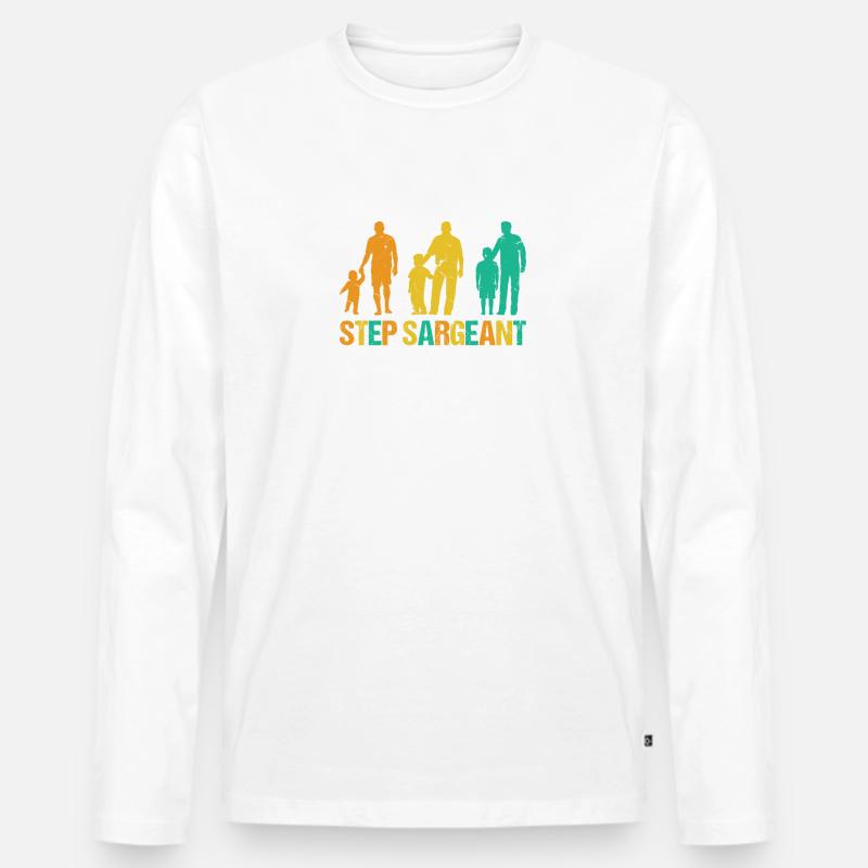 Step Sargeant - Männer Premium Bio Langarmshirt - Weiß