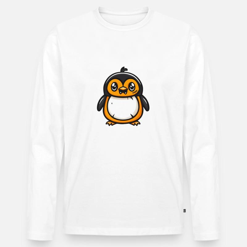 Pinguin Halloween Comic Lustig - Männer Premium Bio Langarmshirt - Weiß