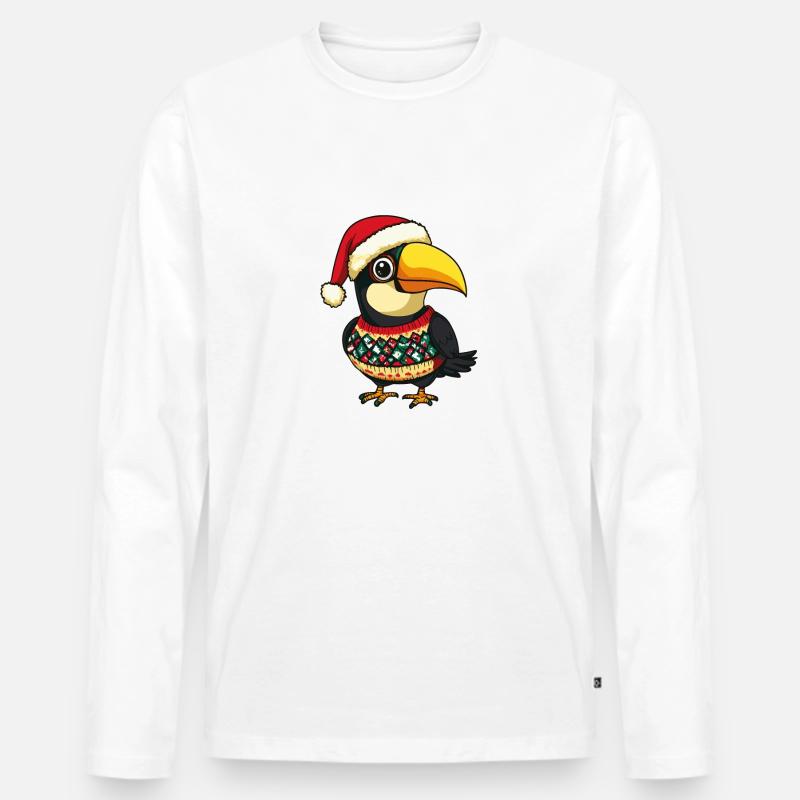 Tukan Vogel Weihnachten - Männer Premium Bio Langarmshirt - Weiß