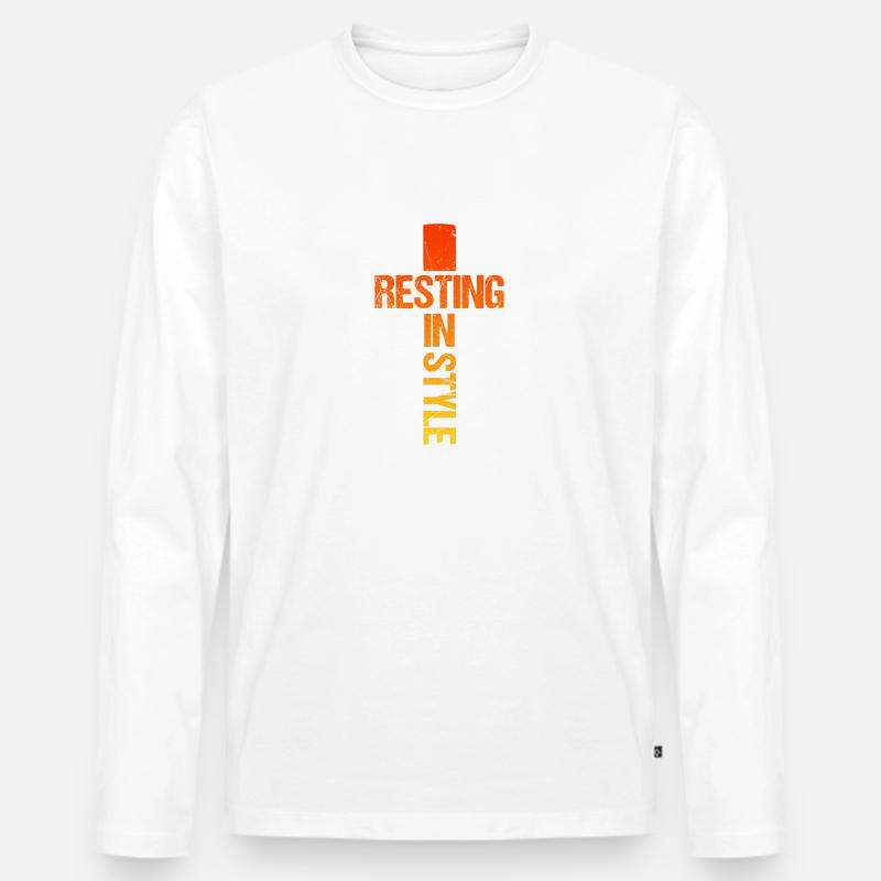 Ausruhen Mit Stil - Männer Premium Bio Langarmshirt - Weiß
