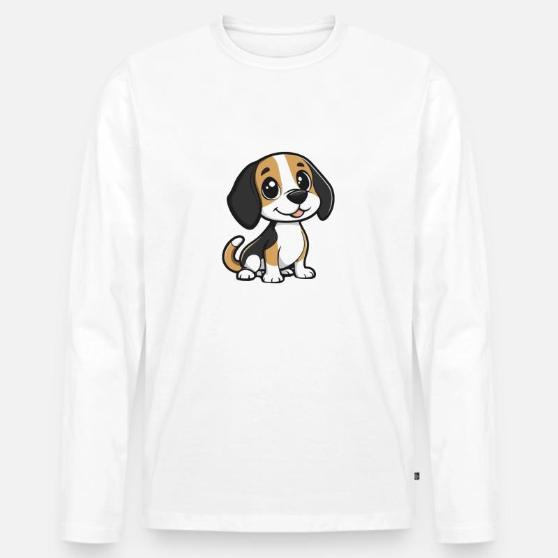 Beagle Hund Comic Niedlich - Männer Premium Bio Langarmshirt - Weiß
