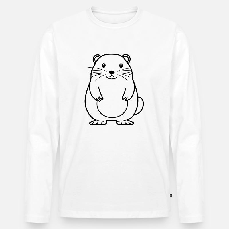 Murmeltier - Männer Premium Bio Langarmshirt - Weiß