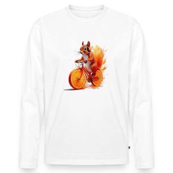 écureuil vélo casque jus d’orange - T-shirt manches longues Premium bio Homme - blanc - Devant - Nico (187cm)