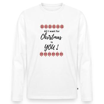 All I want for Christmas is you - Weihnachten - Männer Premium Bio Langarmshirt - Weiß - Vorne - Nico (187cm)