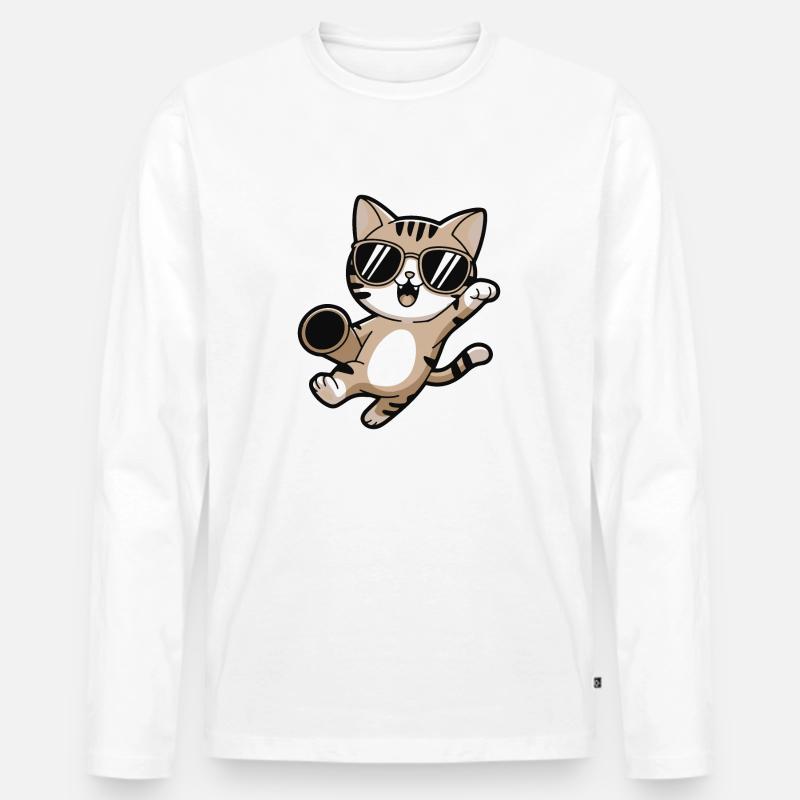 Party Katze Superhelden Katze - Männer Premium Bio Langarmshirt - Weiß