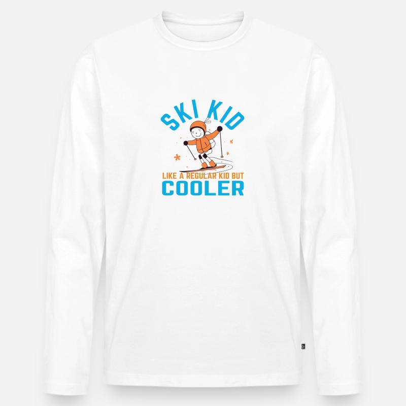 Ski Kid - Männer Premium Bio Langarmshirt - Weiß