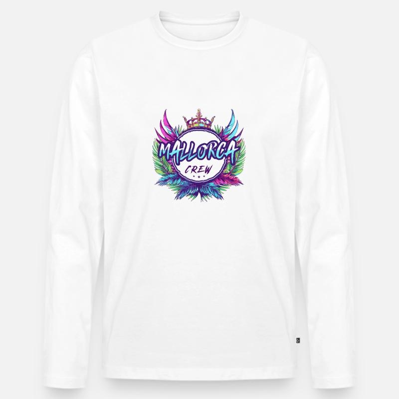 Mallorca Crew Bunt - Männer Premium Bio Langarmshirt - Weiß