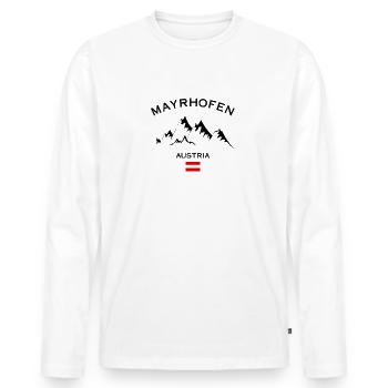 Mayrhofen Ski Resort Austrian Alps Skiing Souvenir - Men's Premium Organic Long Sleeve Shirt - white - Front - Nico (187cm)