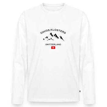 Skigebiet Davos Klosters Swiss Alps Skifahren Souven - Männer Premium Bio Langarmshirt - Weiß - Vorne - Nico (187cm)