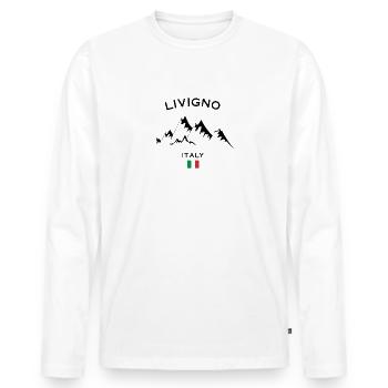 Livigno Ski Resort Italian Alps Skiing Souvenir - Men's Premium Organic Long Sleeve Shirt - white - Front - Nico (187cm)