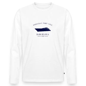 OneOcean Port Vell Marina Barcelone Yacht Club - T-shirt manches longues Premium bio Homme - blanc - Devant - Nico (187cm)