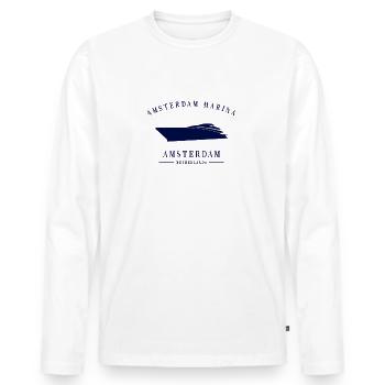 Amsterdam Marina Niederlande Yacht Club Holländisch - Männer Premium Bio Langarmshirt - Weiß - Vorne - Nico (187cm)