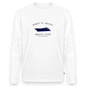 Port de plaisance d’Amalfi Amalfi Coast Yacht Club - T-shirt manches longues Premium bio Homme - blanc - Devant - Nico (187cm)