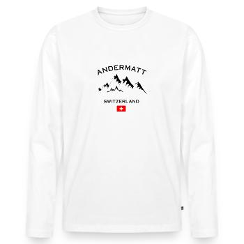 Station de ski d’Andermatt Alpes suisses Ski souvenir - T-shirt manches longues Premium bio Homme - blanc - Devant - Nico (187cm)