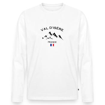 Skigebiet Val D'Isère Französische Alpen Souvenir - Männer Premium Bio Langarmshirt - Weiß - Vorne - Nico (187cm)
