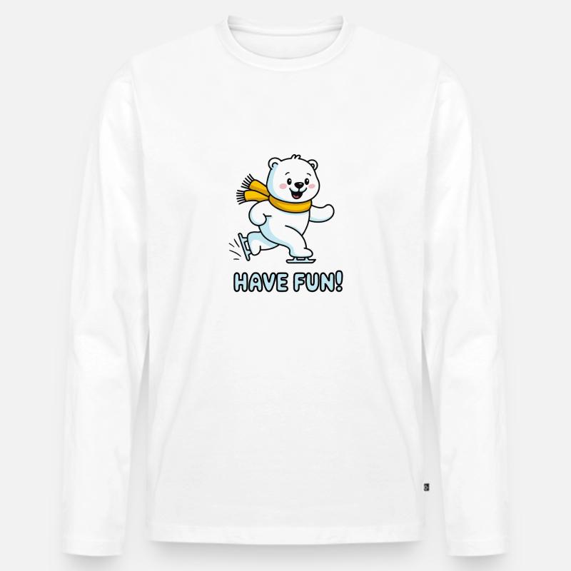 BÄREN, VIEL SPASS - Männer Premium Bio Langarmshirt - Weiß