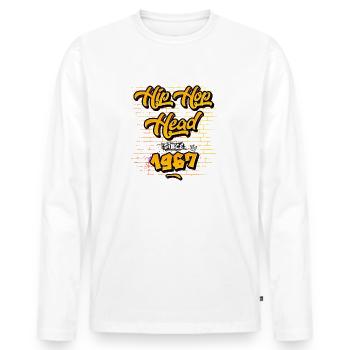 Hip-Hop Head seit 1967 - 58 Jahre Rap & Rhymes - Männer Premium Bio Langarmshirt - Weiß - Vorne - Nico (187cm)