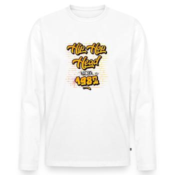 Tête de hip-hop depuis 1982 - 43 ans de vrai flow - T-shirt manches longues Premium bio Homme - blanc - Devant - Nico (187cm)