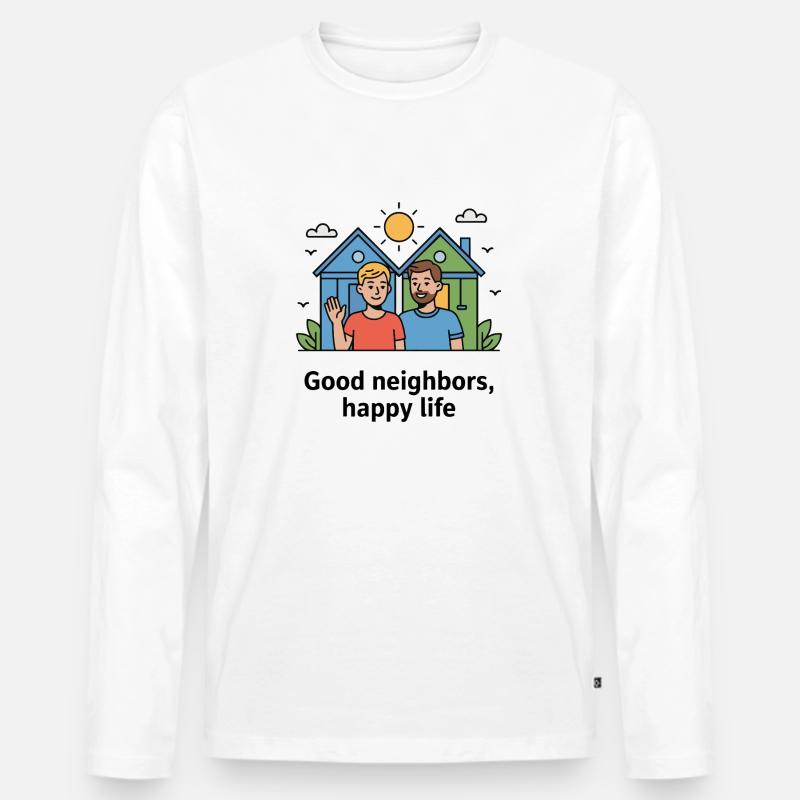 GUTE NACHBARN - Männer Premium Bio Langarmshirt - Weiß