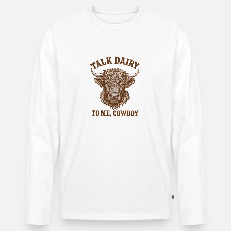 Talk Dairy To Me - Männer Premium Bio Langarmshirt - Weiß