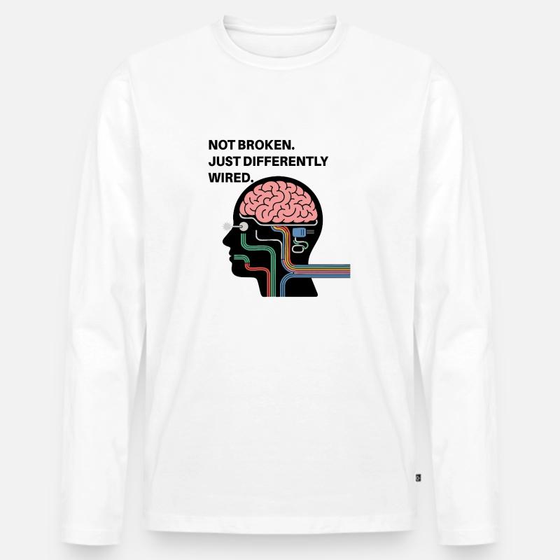 Nicht kaputt – nur anders verdrahtet - Männer Premium Bio Langarmshirt - Weiß