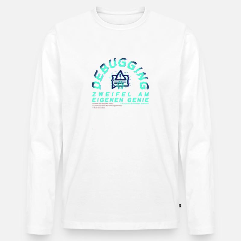 Debugging; Zweifel am eigenen Genie - Männer Premium Bio Langarmshirt - Weiß