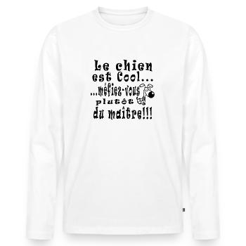 chien_cool_copie - Men's Premium Organic Long Sleeve Shirt - white - Front - Nico (187cm)