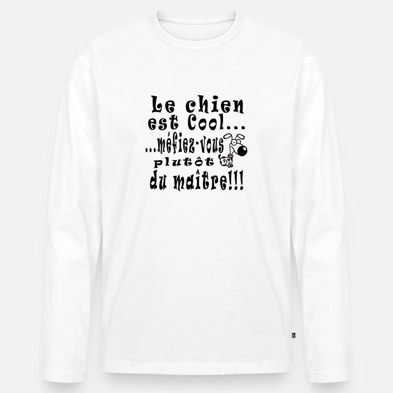 chien_cool_copie - Männer Premium Bio Langarmshirt - Weiß