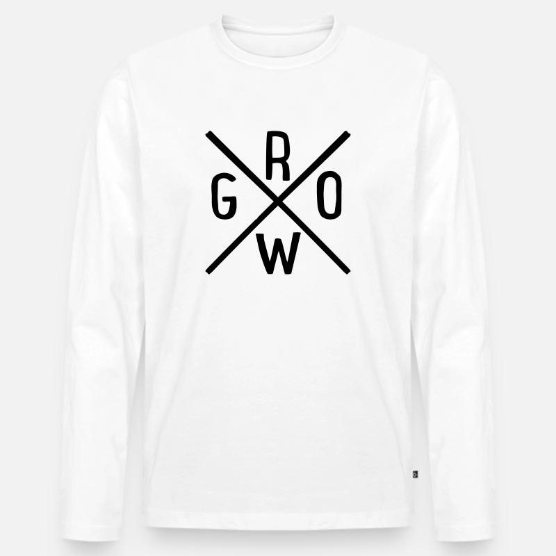 grow - Männer Premium Bio Langarmshirt - Weiß