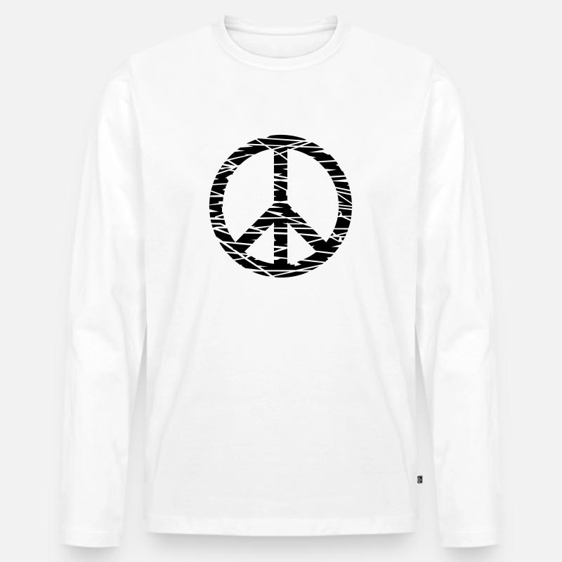 Frieden / peace (grunge, 1c) - Männer Premium Bio Langarmshirt - Weiß