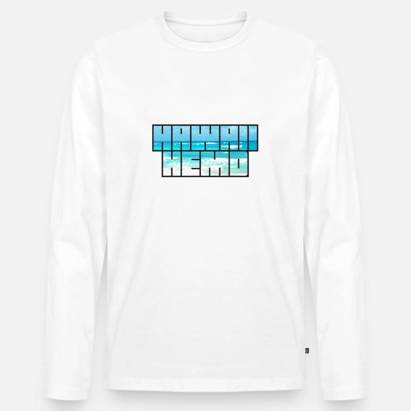Hawaiihemd - Männer Premium Bio Langarmshirt - Weiß