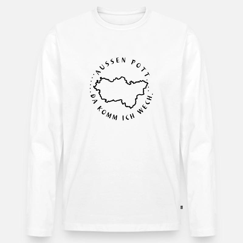 Aussen Pott 1C - Männer Premium Bio Langarmshirt - Weiß