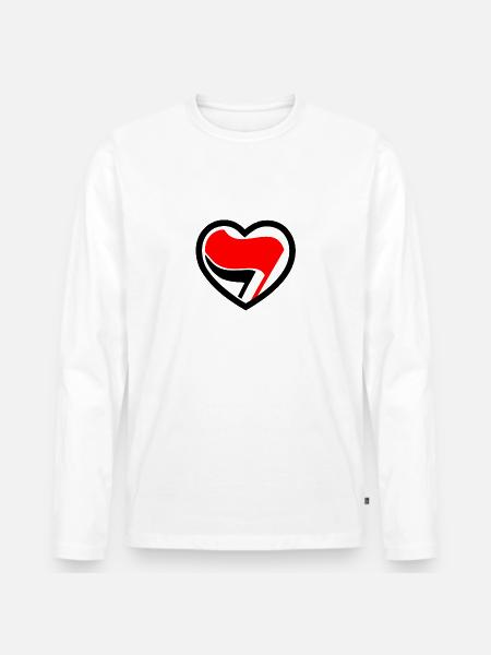 Antifa Herz - 161 Crew - Männer Premium Bio Langarmshirt - Weiß