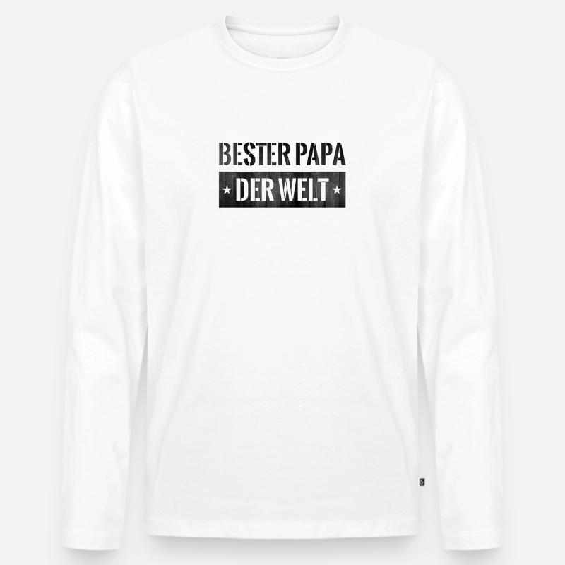 BESTER PAPA - Männer Premium Bio Langarmshirt - Weiß