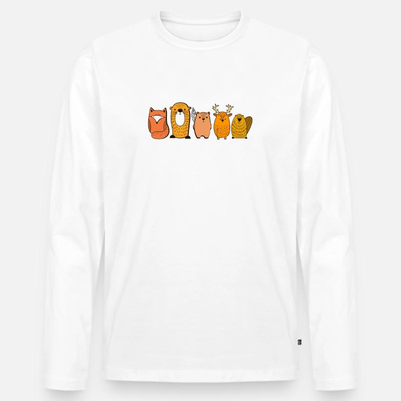 Tiere des Waldes Geschenkidee - Männer Premium Bio Langarmshirt - Weiß
