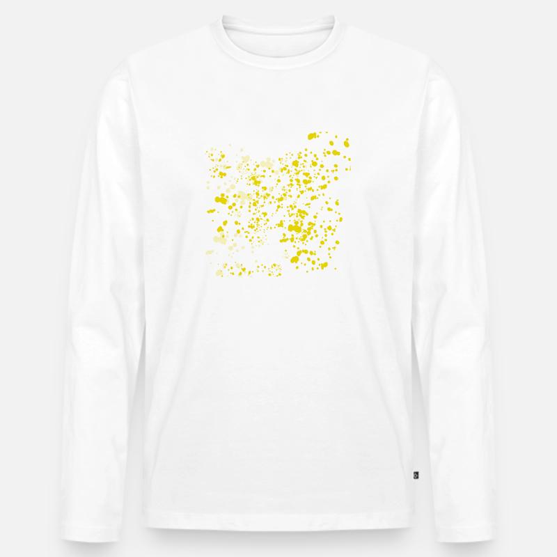 Gelbe Farbspritzer - Männer Premium Bio Langarmshirt - Weiß