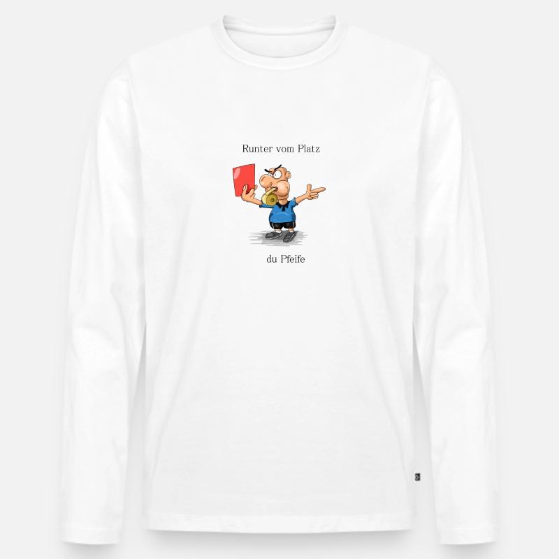 runter vom Platz du Pfeife - Männer Premium Bio Langarmshirt - Weiß