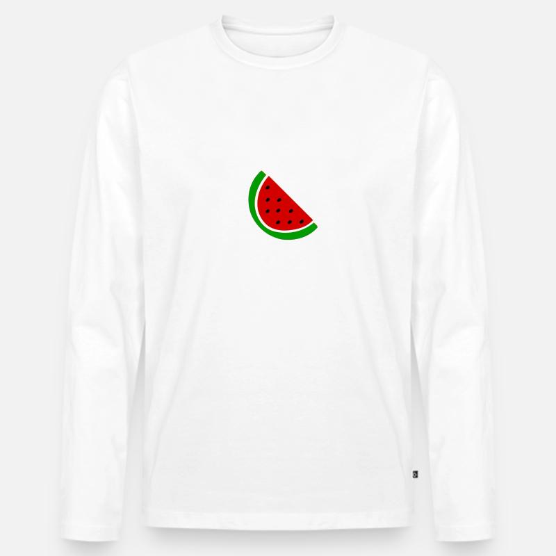 Wassermelone - Männer Premium Bio Langarmshirt - Weiß