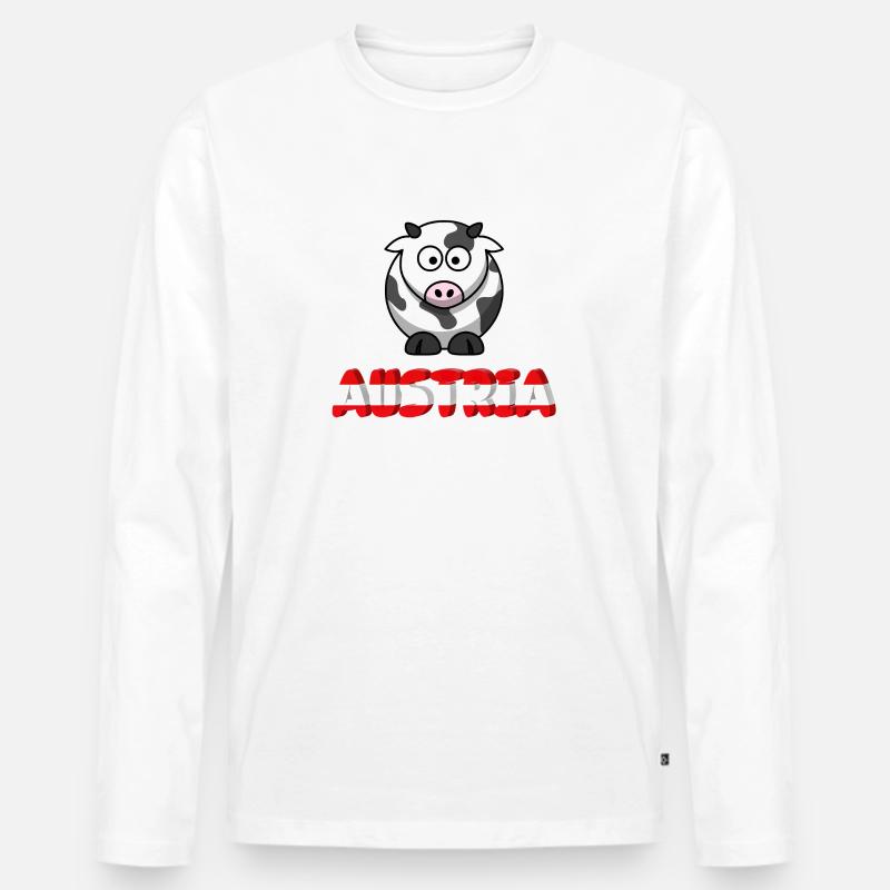 Austria mit Kuh - Männer Premium Bio Langarmshirt - Weiß