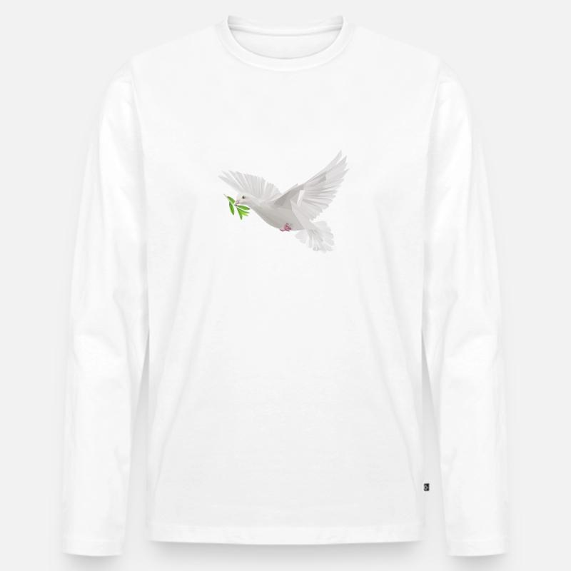 Taube Frieden Polygon - Männer Premium Bio Langarmshirt - Weiß
