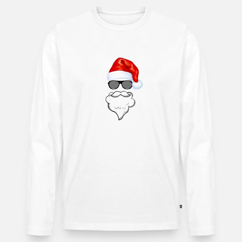 santa s face - Männer Premium Bio Langarmshirt - Weiß