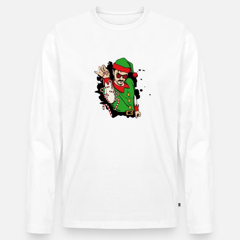 saltbae SANTA ELF - Männer Premium Bio Langarmshirt - Weiß