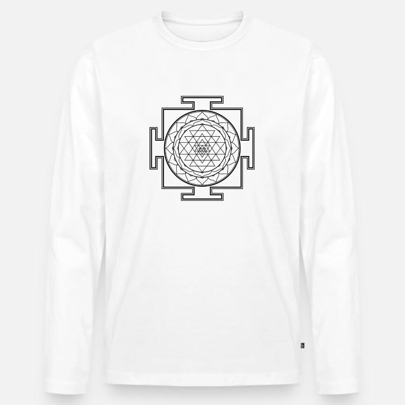 Sri Yantra (schwarz) - Männer Premium Bio Langarmshirt - Weiß