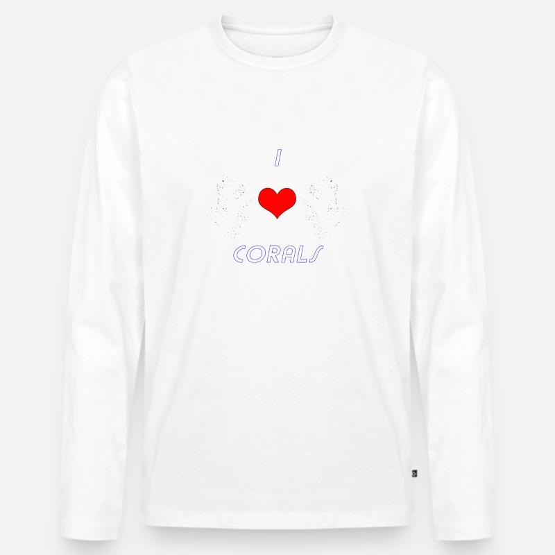 Ich liebe Korallen / I love corals - Männer Premium Bio Langarmshirt - Weiß