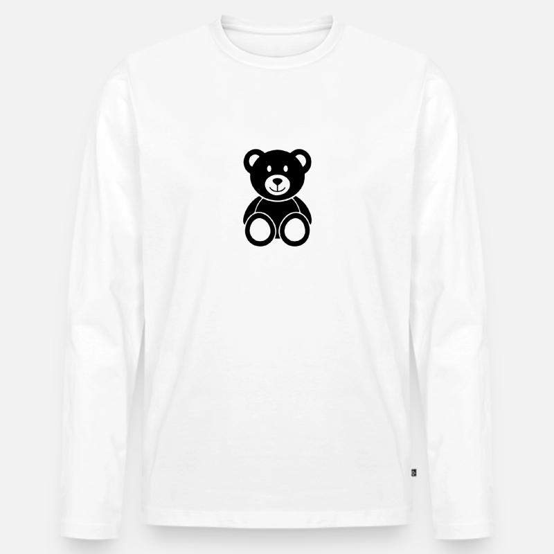 Teddy - Männer Premium Bio Langarmshirt - Weiß
