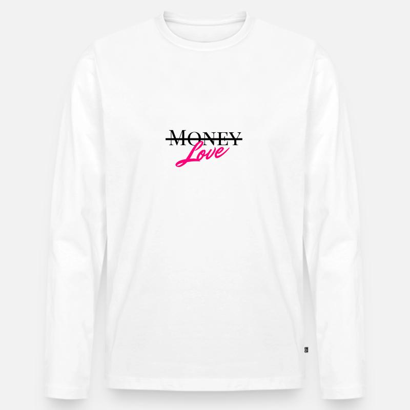 Liebe statt Geld - Männer Premium Bio Langarmshirt - Weiß
