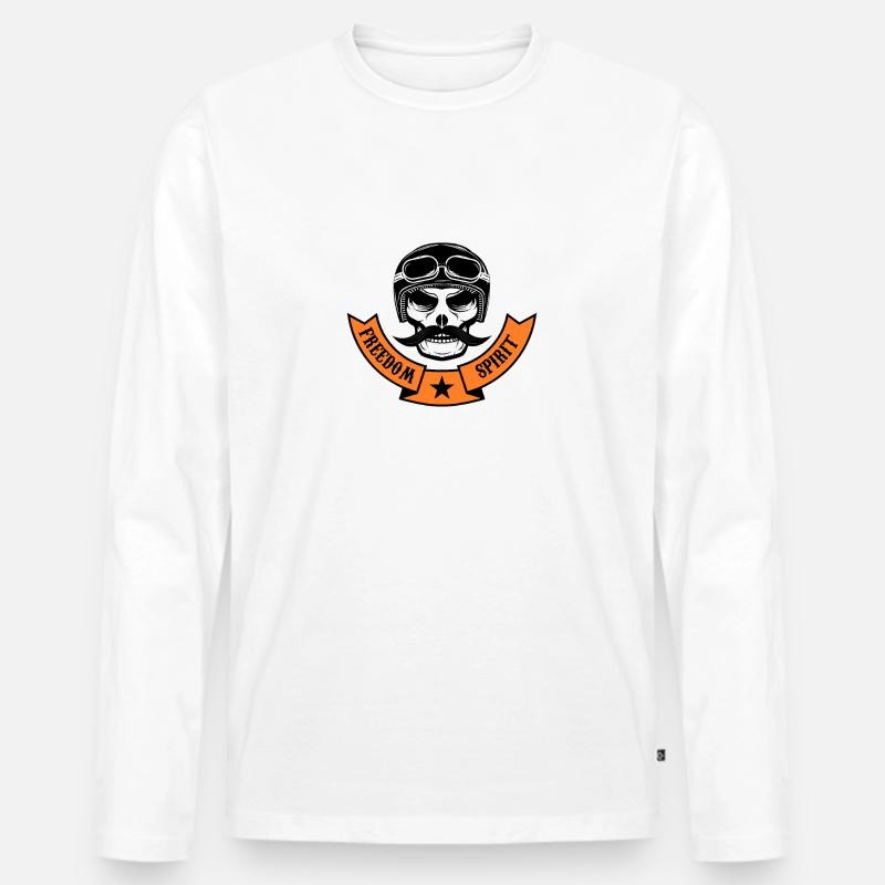Pilot,skulls - Männer Premium Bio Langarmshirt - Weiß