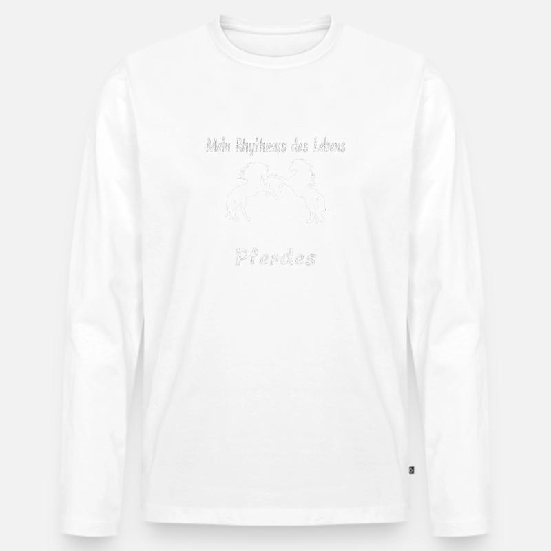Pferdespruch Rhythmus - Männer Premium Bio Langarmshirt - Weiß