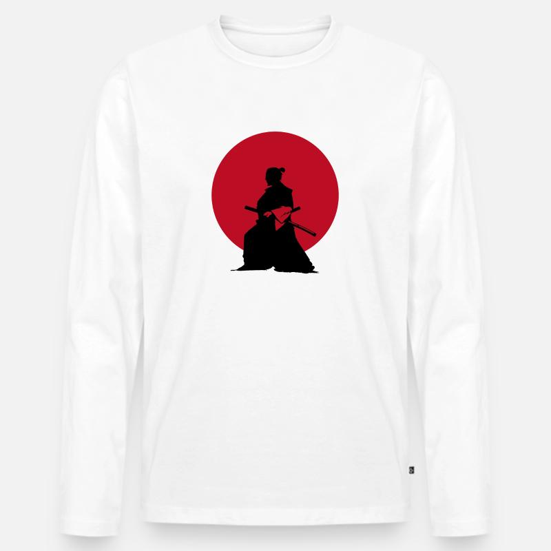 Samurai - Männer Premium Bio Langarmshirt - Weiß